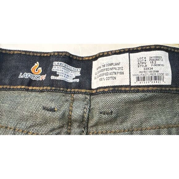 LAPCO FR Modern Jeans Mens 33x34 Flame Resistant Denim Topstitching Workwear NEW - Picture 4 of 9